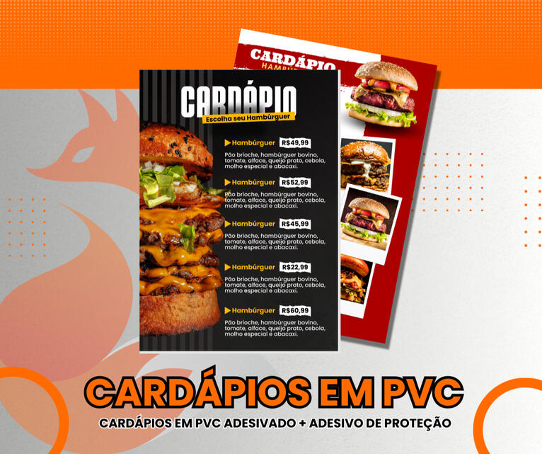 CARDÁPIOS EM PVC